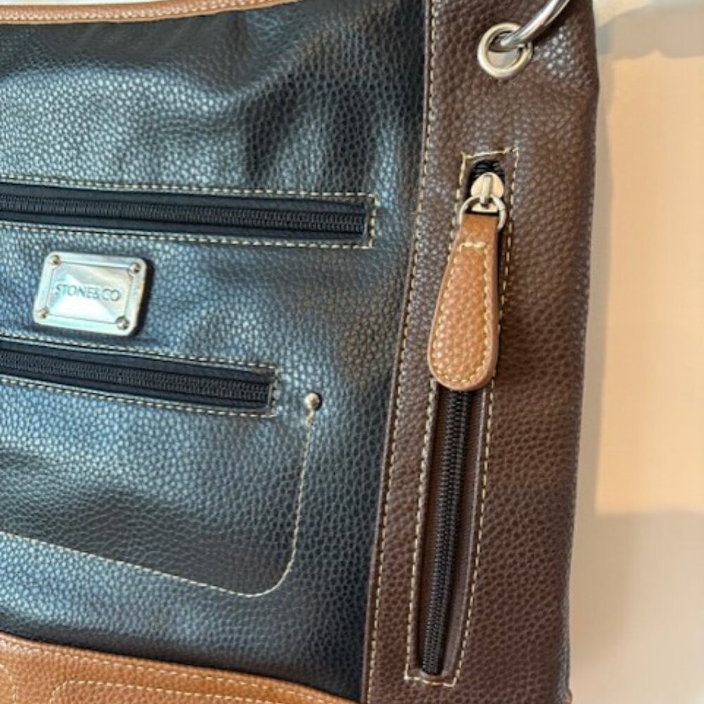 Stone & Co Crossbody Handbag Two Tone Black and Brown Excellent Condition - Picture 3 of 9
